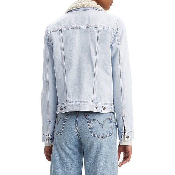 Levi’s Original Sherpa Lined Heavyweight Light Wash Denim Trucker Jean Jacket - Picture 7 of 15